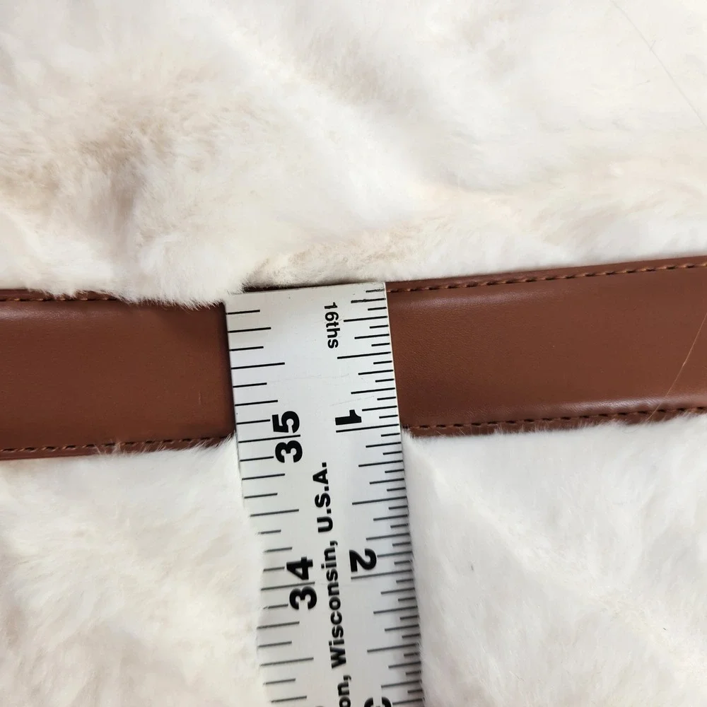 Mio Marino Mens Brown Genuine Leather Belt Size 50 Gunmetal Buckle Dress Belt